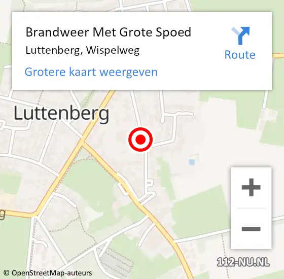 Locatie op kaart van de 112 melding: Brandweer Met Grote Spoed Naar Luttenberg, Wispelweg op 22 december 2019 18:52