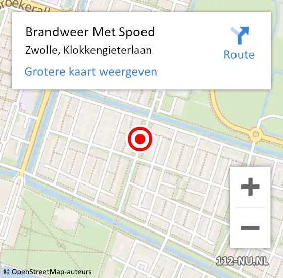 Locatie op kaart van de 112 melding: Brandweer Met Spoed Naar Zwolle, Klokkengieterlaan op 22 december 2019 19:58