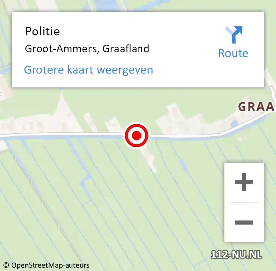Locatie op kaart van de 112 melding: Politie Groot-Ammers, Graafland op 22 december 2019 20:01