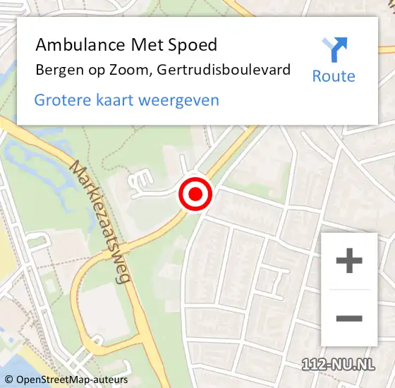 Locatie op kaart van de 112 melding: Ambulance Met Spoed Naar Bergen op Zoom, Gertrudisboulevard op 22 december 2019 20:02