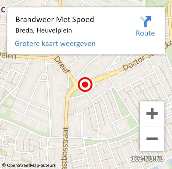 Locatie op kaart van de 112 melding: Brandweer Met Spoed Naar Breda, Heuvelplein op 22 december 2019 21:26