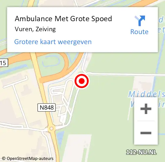 Locatie op kaart van de 112 melding: Ambulance Met Grote Spoed Naar Vuren, Zeiving op 23 april 2014 17:33