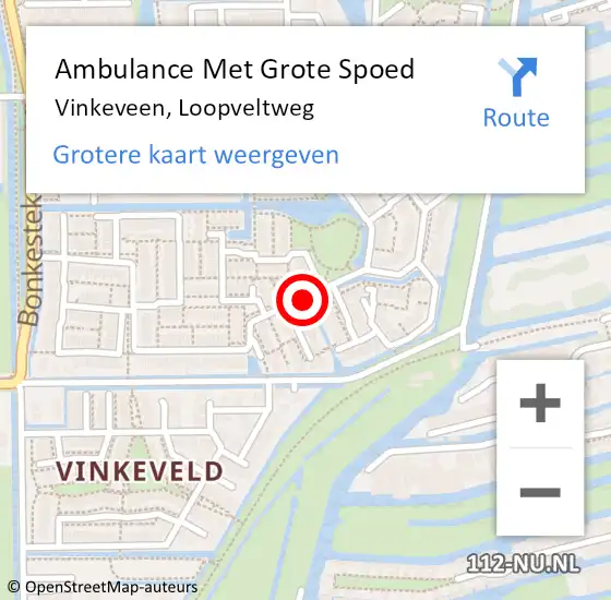 Locatie op kaart van de 112 melding: Ambulance Met Grote Spoed Naar Vinkeveen, Loopveltweg op 22 december 2019 22:30