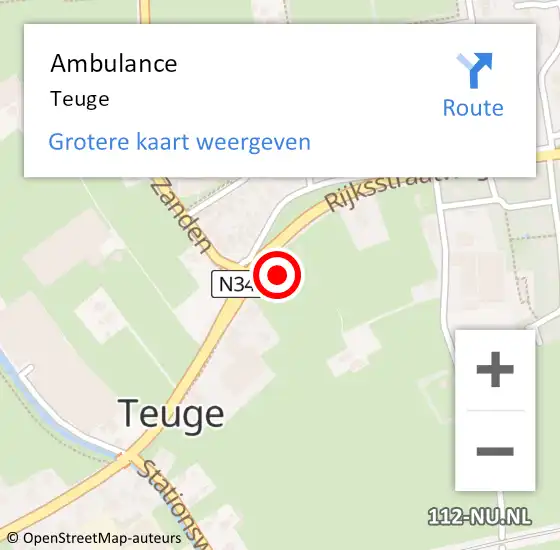 Locatie op kaart van de 112 melding: Ambulance Teuge op 23 december 2019 00:25