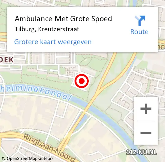 Locatie op kaart van de 112 melding: Ambulance Met Grote Spoed Naar Tilburg, Kreutzerstraat op 23 december 2019 00:56