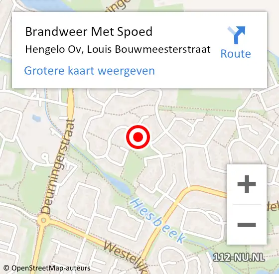 Locatie op kaart van de 112 melding: Brandweer Met Spoed Naar Hengelo Ov, Louis Bouwmeesterstraat op 23 december 2019 00:57