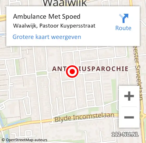 Locatie op kaart van de 112 melding: Ambulance Met Spoed Naar Waalwijk, Pastoor Kuypersstraat op 23 december 2019 04:13
