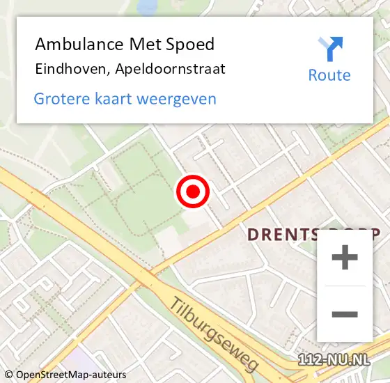 Locatie op kaart van de 112 melding: Ambulance Met Spoed Naar Eindhoven, Apeldoornstraat op 23 december 2019 05:56