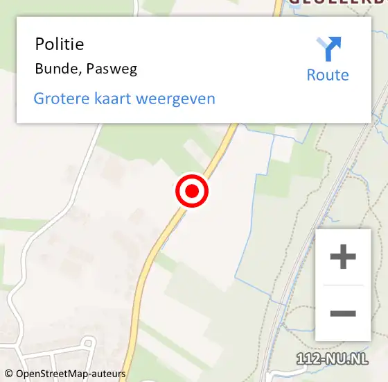 Locatie op kaart van de 112 melding: Politie Bunde, Pasweg op 23 december 2019 08:59