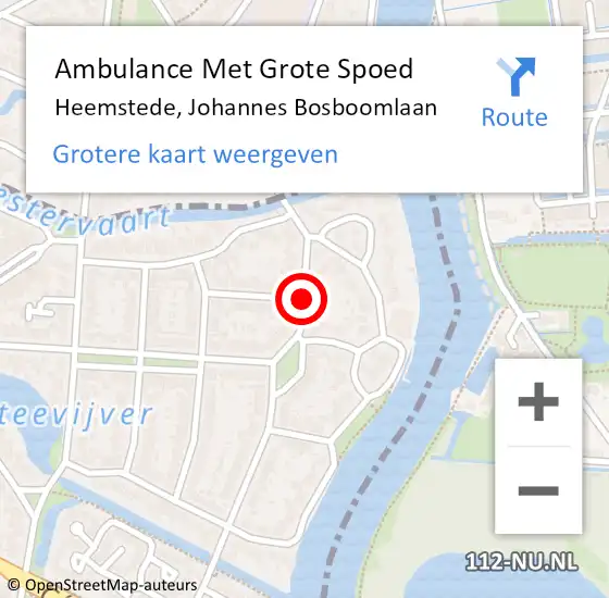 Locatie op kaart van de 112 melding: Ambulance Met Grote Spoed Naar Heemstede, Johannes Bosboomlaan op 23 december 2019 09:22