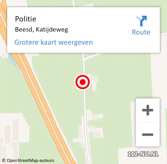 Locatie op kaart van de 112 melding: Politie Beesd, Katijdeweg op 23 december 2019 09:32