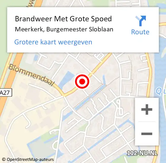 Locatie op kaart van de 112 melding: Brandweer Met Grote Spoed Naar Meerkerk, Burgemeester Sloblaan op 23 december 2019 09:36