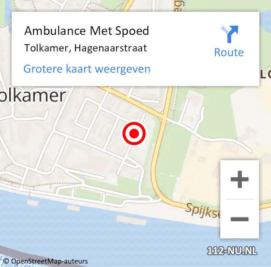 Locatie op kaart van de 112 melding: Ambulance Met Spoed Naar Tolkamer, Hagenaarstraat op 23 december 2019 10:04