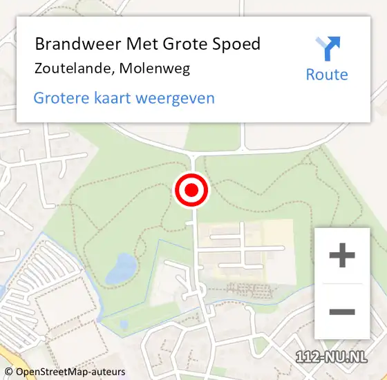 Locatie op kaart van de 112 melding: Brandweer Met Grote Spoed Naar Zoutelande, Molenweg op 23 december 2019 10:26