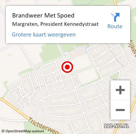 Locatie op kaart van de 112 melding: Brandweer Met Spoed Naar Margraten, President Kennedystraat op 23 december 2019 10:42