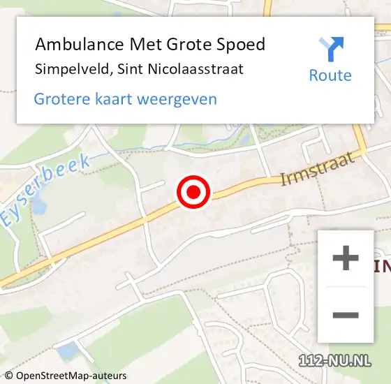 Locatie op kaart van de 112 melding: Ambulance Met Grote Spoed Naar Simpelveld, Sint Nicolaasstraat op 23 april 2014 18:16