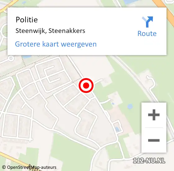 Locatie op kaart van de 112 melding: Politie Steenwijk, Steenakkers op 23 december 2019 10:46