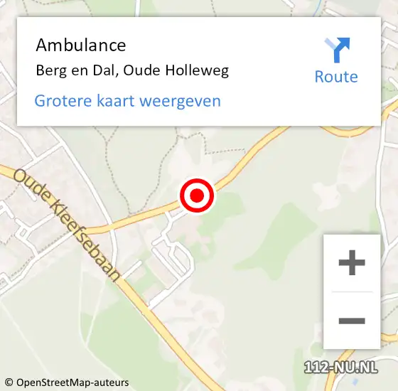 Locatie op kaart van de 112 melding: Ambulance Berg en Dal, Oude Holleweg op 23 december 2019 11:29