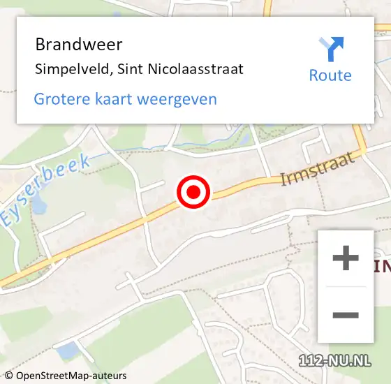 Locatie op kaart van de 112 melding: Brandweer Simpelveld, Sint Nicolaasstraat op 23 april 2014 18:32