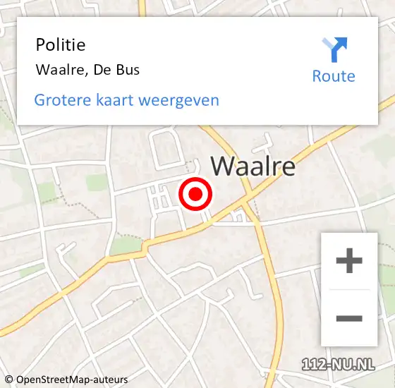 Locatie op kaart van de 112 melding: Politie Waalre, De Bus op 23 december 2019 13:02