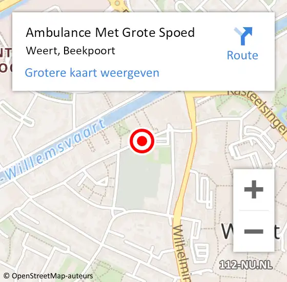 Locatie op kaart van de 112 melding: Ambulance Met Grote Spoed Naar Weert, Beekpoort op 23 december 2019 13:41