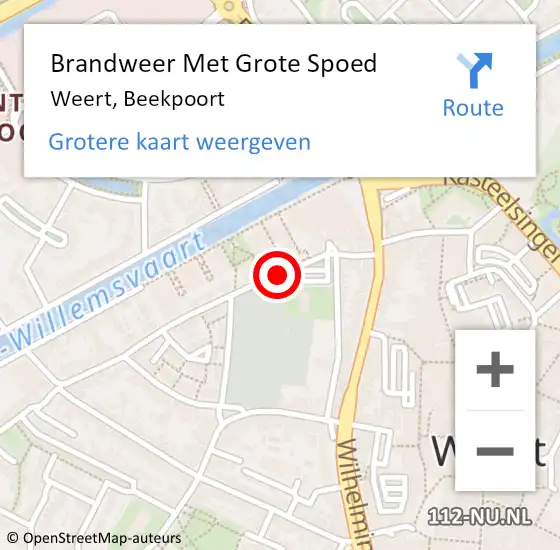 Locatie op kaart van de 112 melding: Brandweer Met Grote Spoed Naar Weert, Beekpoort op 23 december 2019 13:42