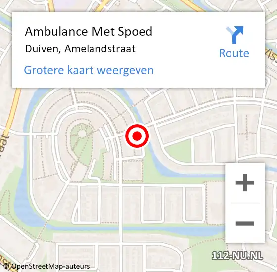 Locatie op kaart van de 112 melding: Ambulance Met Spoed Naar Duiven, Amelandstraat op 23 december 2019 14:33