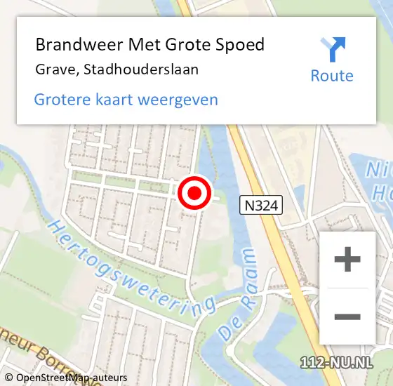 Locatie op kaart van de 112 melding: Brandweer Met Grote Spoed Naar Grave, Stadhouderslaan op 23 december 2019 14:33