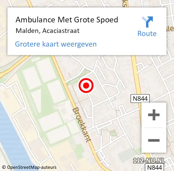 Locatie op kaart van de 112 melding: Ambulance Met Grote Spoed Naar Malden, Acaciastraat op 23 april 2014 18:47