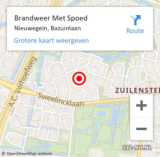 Locatie op kaart van de 112 melding: Brandweer Met Spoed Naar Nieuwegein, Bazuinlaan op 23 december 2019 15:01