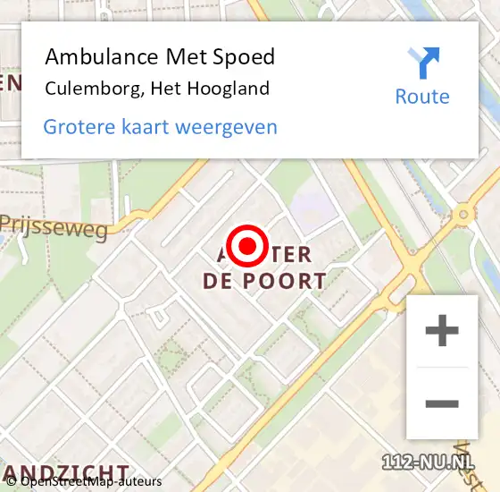 Locatie op kaart van de 112 melding: Ambulance Met Spoed Naar Culemborg, Het Hoogland op 23 december 2019 15:36