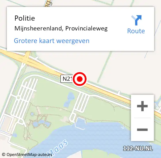 Locatie op kaart van de 112 melding: Politie Mijnsheerenland, Provincialeweg op 23 december 2019 16:44