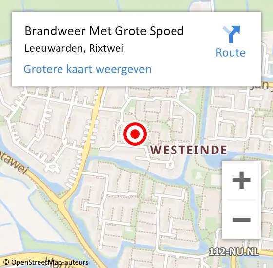 Locatie op kaart van de 112 melding: Brandweer Met Grote Spoed Naar Leeuwarden, Rixtwei op 23 december 2019 16:51