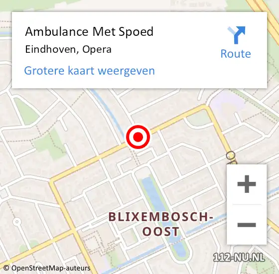 Locatie op kaart van de 112 melding: Ambulance Met Spoed Naar Eindhoven, Opera op 23 december 2019 17:00