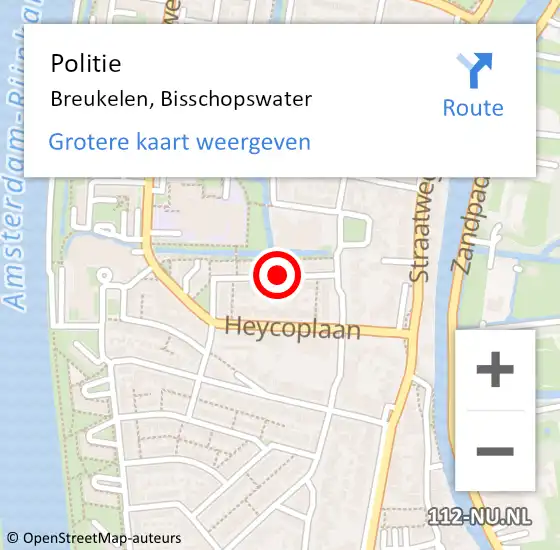 Locatie op kaart van de 112 melding: Politie Breukelen, Bisschopswater op 23 december 2019 18:58