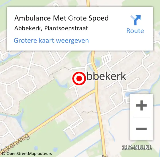 Locatie op kaart van de 112 melding: Ambulance Met Grote Spoed Naar Abbekerk, Plantsoenstraat op 23 december 2019 19:43
