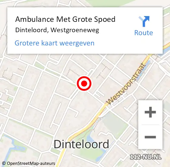 Locatie op kaart van de 112 melding: Ambulance Met Grote Spoed Naar Dinteloord, Westgroeneweg op 23 december 2019 20:43