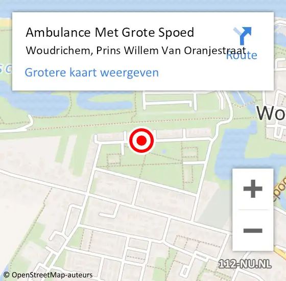 Locatie op kaart van de 112 melding: Ambulance Met Grote Spoed Naar Woudrichem, Prins Willem Van Oranjestraat op 23 december 2019 20:50