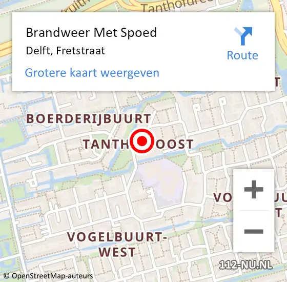 Locatie op kaart van de 112 melding: Brandweer Met Spoed Naar Delft, Fretstraat op 23 december 2019 21:39