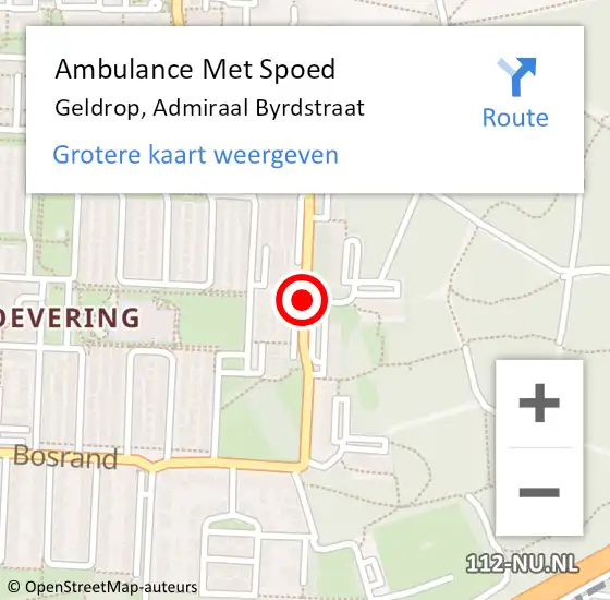 Locatie op kaart van de 112 melding: Ambulance Met Spoed Naar Geldrop, Admiraal Byrdstraat op 23 december 2019 21:51