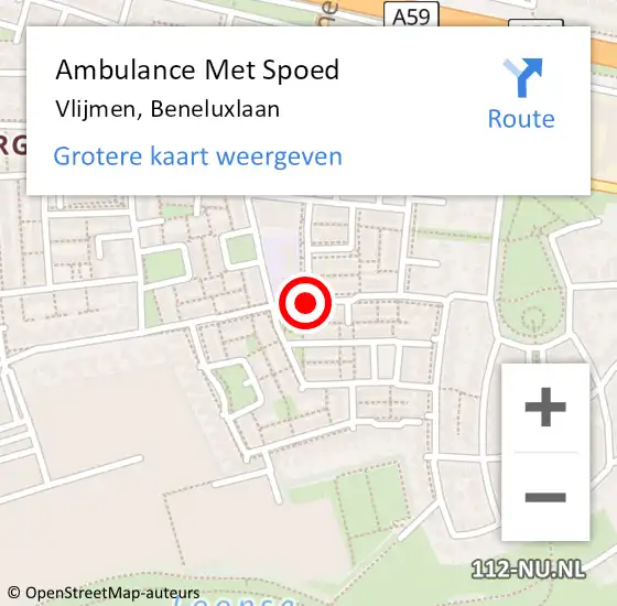 Locatie op kaart van de 112 melding: Ambulance Met Spoed Naar Vlijmen, Beneluxlaan op 23 december 2019 22:32