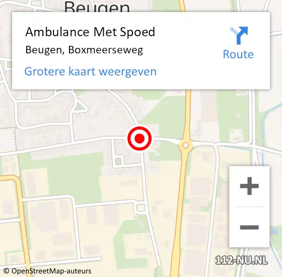 Locatie op kaart van de 112 melding: Ambulance Met Spoed Naar Beugen, Boxmeerseweg op 23 december 2019 22:49