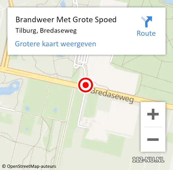 Locatie op kaart van de 112 melding: Brandweer Met Grote Spoed Naar Tilburg, Bredaseweg op 24 december 2019 00:44