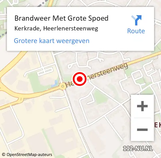 Locatie op kaart van de 112 melding: Brandweer Met Grote Spoed Naar Kerkrade, Heerlenersteenweg op 24 december 2019 01:35