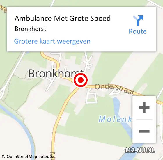 Locatie op kaart van de 112 melding: Ambulance Met Grote Spoed Naar Bronkhorst op 24 december 2019 02:32