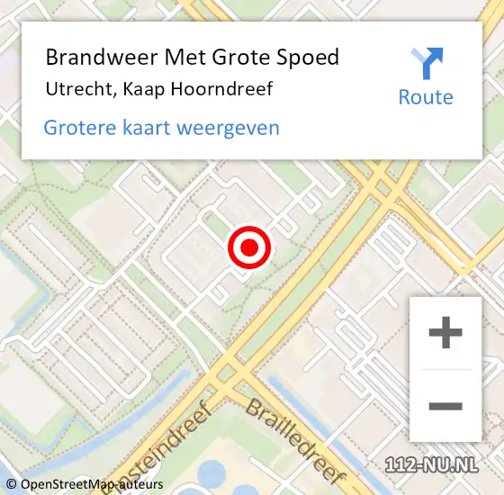 Locatie op kaart van de 112 melding: Brandweer Met Grote Spoed Naar Utrecht, Kaap Hoorndreef op 24 december 2019 06:28