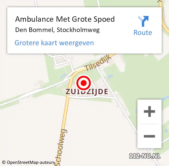 Locatie op kaart van de 112 melding: Ambulance Met Grote Spoed Naar Den Bommel, Stockholmweg op 24 december 2019 06:30