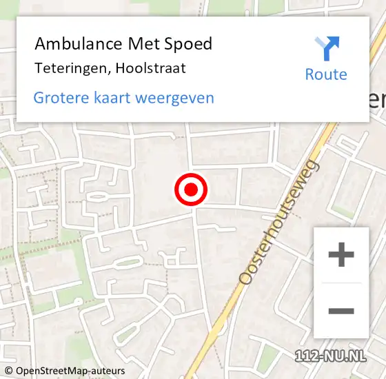 Locatie op kaart van de 112 melding: Ambulance Met Spoed Naar Teteringen, Hoolstraat op 24 december 2019 08:37