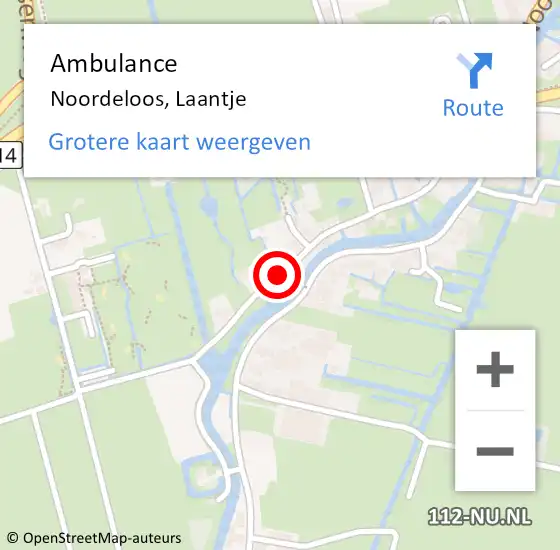 Locatie op kaart van de 112 melding: Ambulance Noordeloos, Laantje op 24 december 2019 09:31