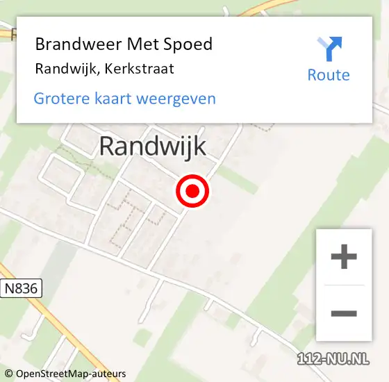 Locatie op kaart van de 112 melding: Brandweer Met Spoed Naar Randwijk, Kerkstraat op 24 december 2019 09:33